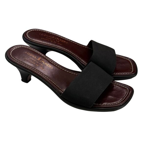 Vintage Donald J Pliner 90s Black Slip-On Mules Kitten Heel Sandal Slide - SZ: 6 - Picture 2 of 5